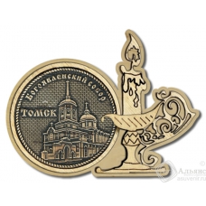 Магнит из бересты Томск-Богоявленский собор свеча дерево